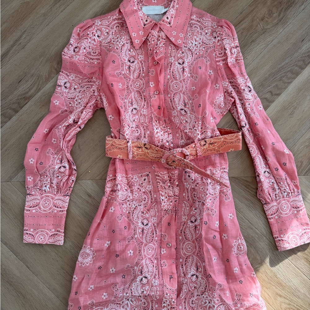 Zimmermann Coral Paisley Long Sleeve Dress